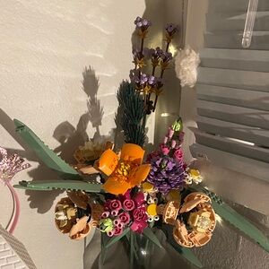 LEGO Vibrant Faux Floral Display with Orange and Purple